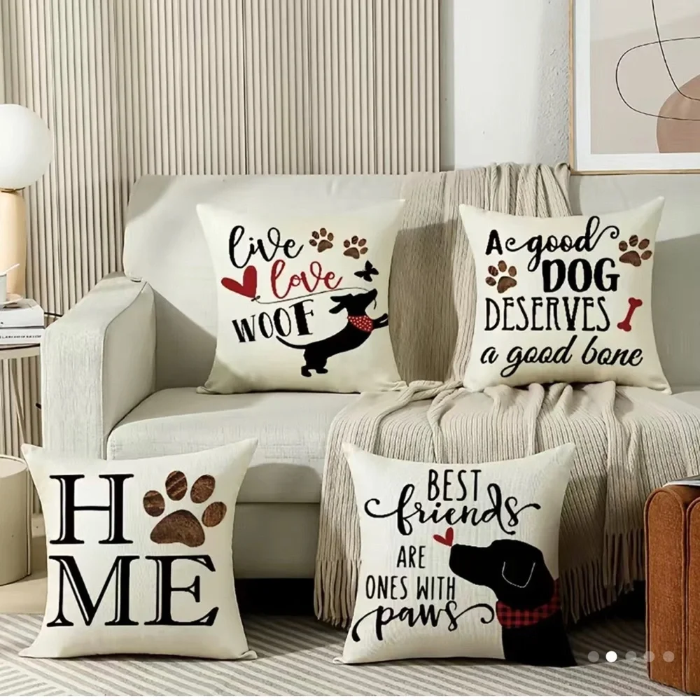 4pcs Christmas Dog Throw Pillows, inserts NOT included- 17.7x17.7 Inch B1 - Picture 2 of 3